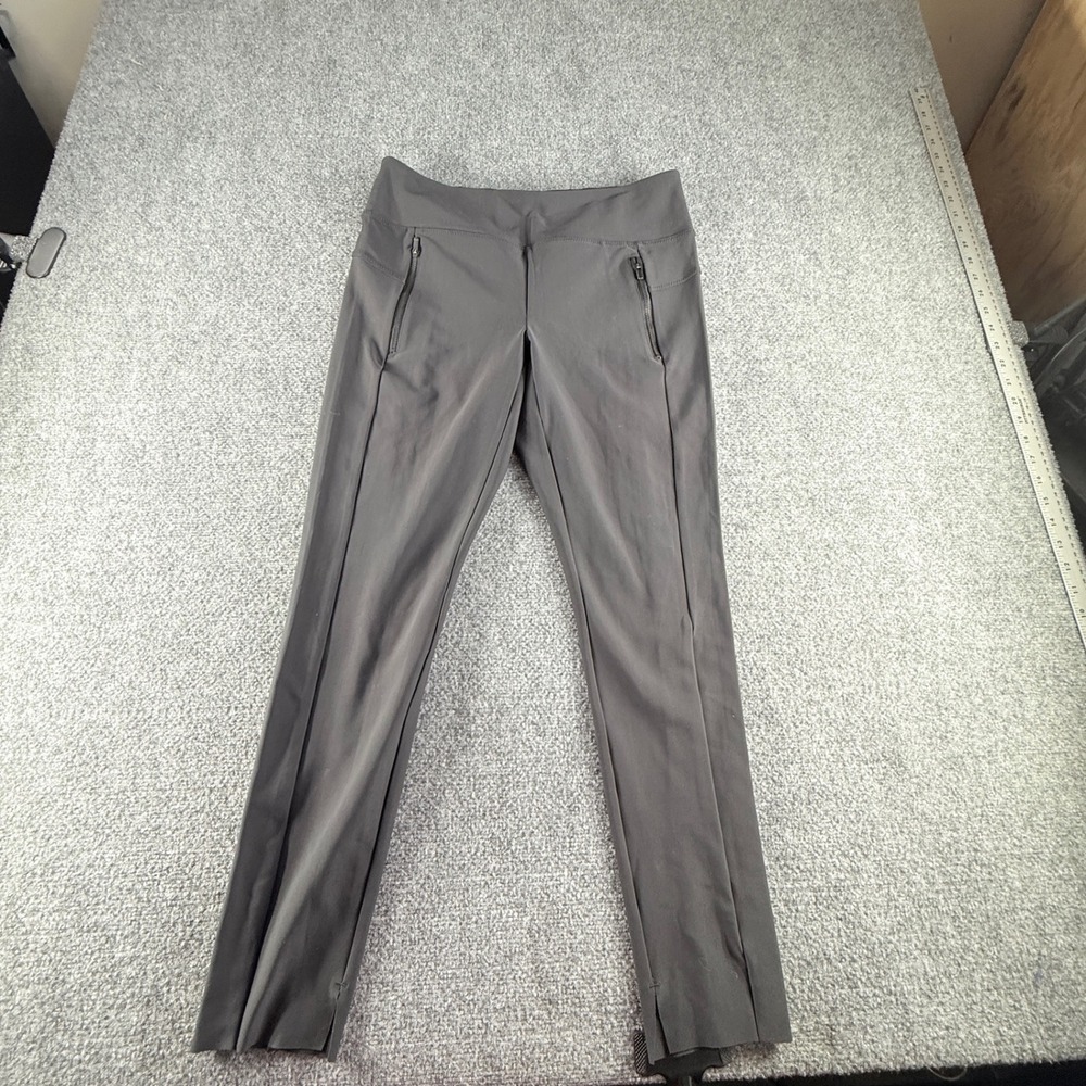 Athleta Womens Gray Commuter Travel Pants Size M Zipper Pockets Split Hem 1149